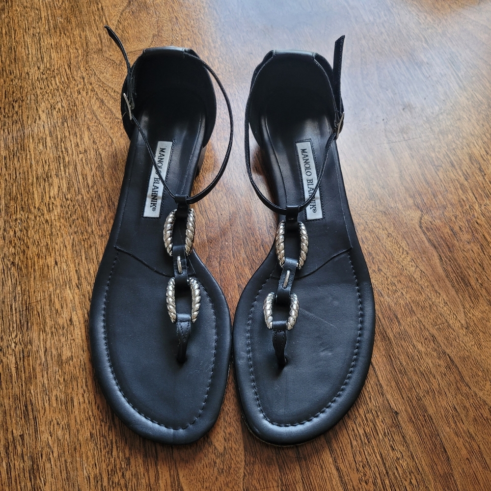 Manolo Blahnik Black Sandal Sz 41